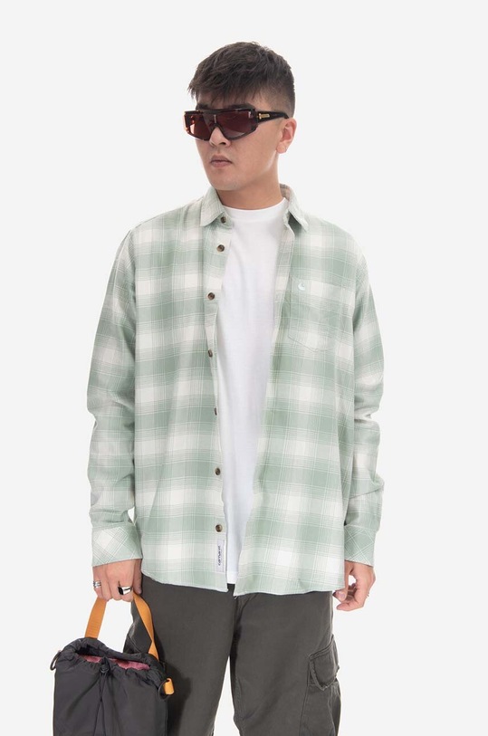 Carhartt WIP cotton shirt Deaver Shirt cotton green I030625