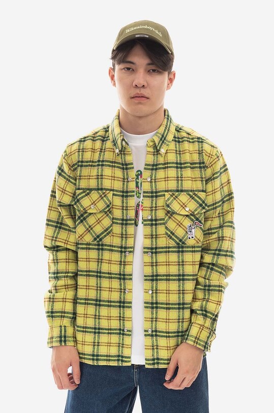Billionaire Boys Club wool blend shirt Check all-over print yellow B22317