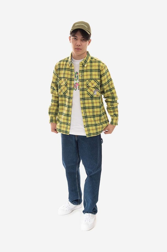 Billionaire Boys Club wool blend shirt Check B22317 yellow AW22