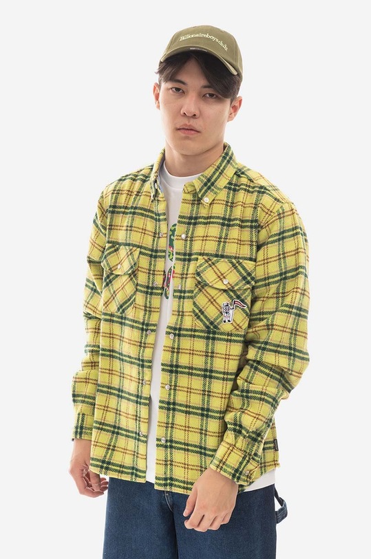 Billionaire Boys Club wool blend shirt Check B22317 yellow
