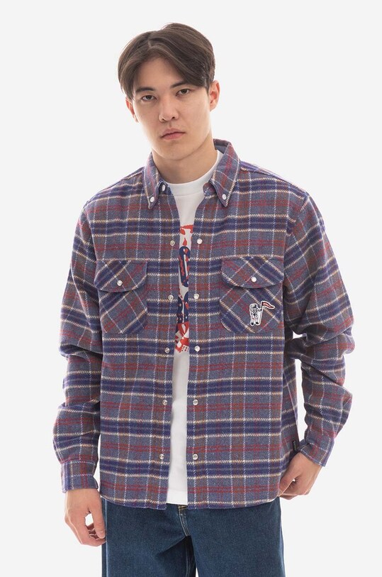 Billionaire Boys Club wool blend shirt Check all-over print violet B22317