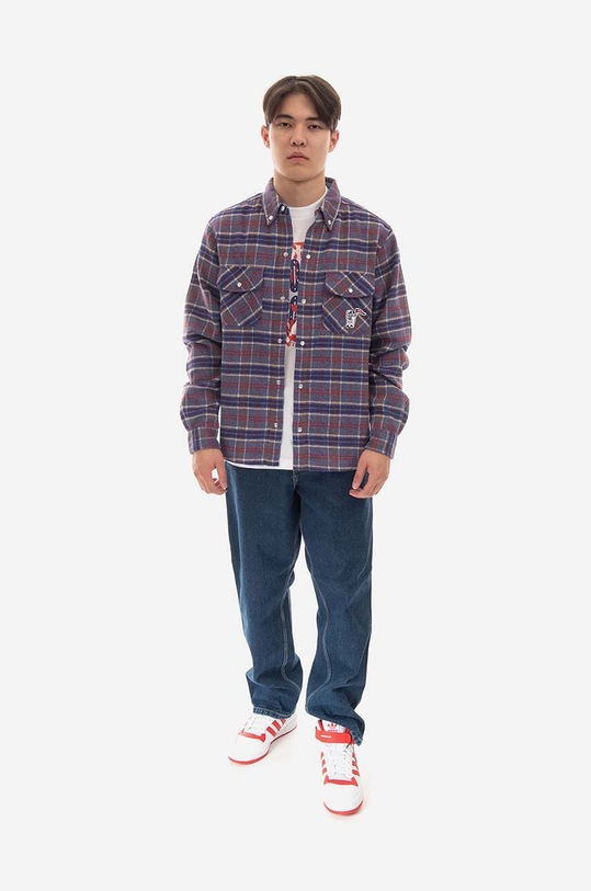 Billionaire Boys Club wool blend shirt Check B22317 violet AW22