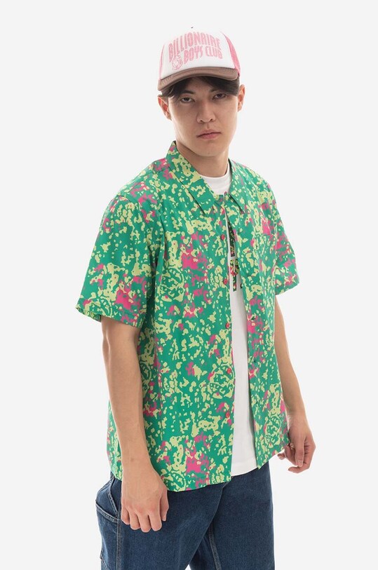 Billionaire Boys Club koszula bawełniana Jungle Camo Camp Collar B22319 zielony