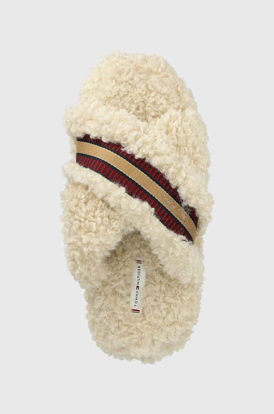 Tommy Hilfiger kapcie Sherpa Fur Home Slippers Straps beżowy FW0FW06576.ACI