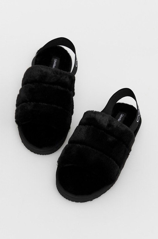 Calvin Klein Jeans kapcie Home Slipper Fakefur Elastic czarny YW0YW00751.BDS