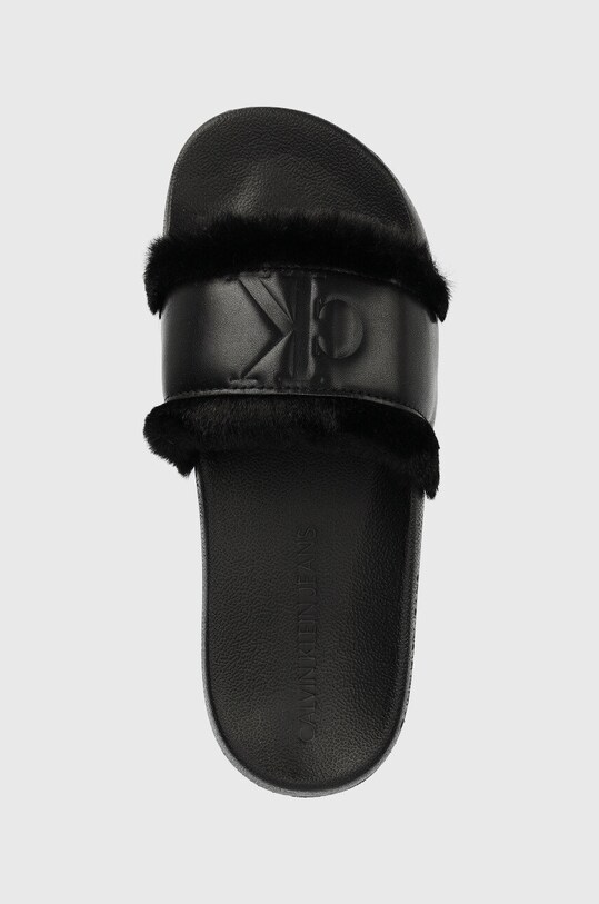Παντόφλες Calvin Klein Jeans Slide W/fake Fur μαύρο YW0YW00754.BDS