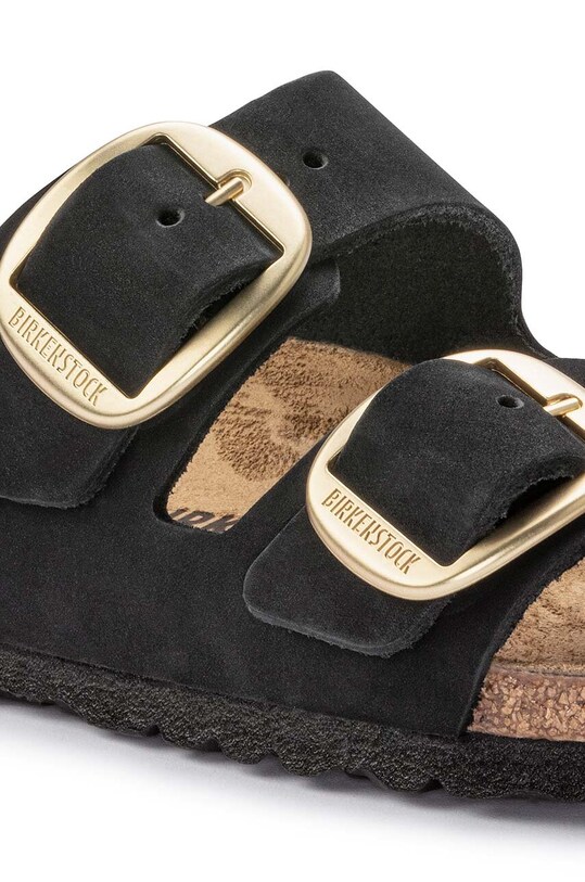 Scarpe Birkenstock ciabatte slide in camoscio Arizona Big Buckle 1023290.BLK nero
