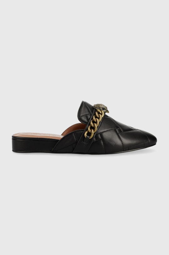 Kurt Geiger London Klapki skórzane Chelsea płaski czarny 5126400019.BLACK