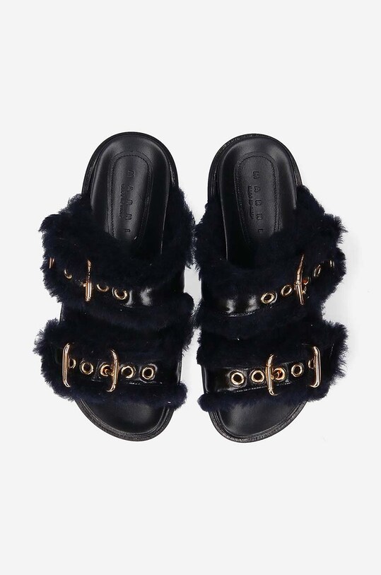 Kožené šľapky Marni Fussbett Shoe čierna FBMS014501.P5045.ZL866