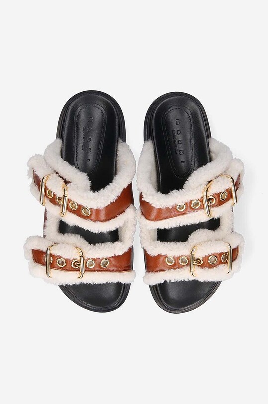 Marni ciabatte slide Fussbett marrone FBMS014501.P5045