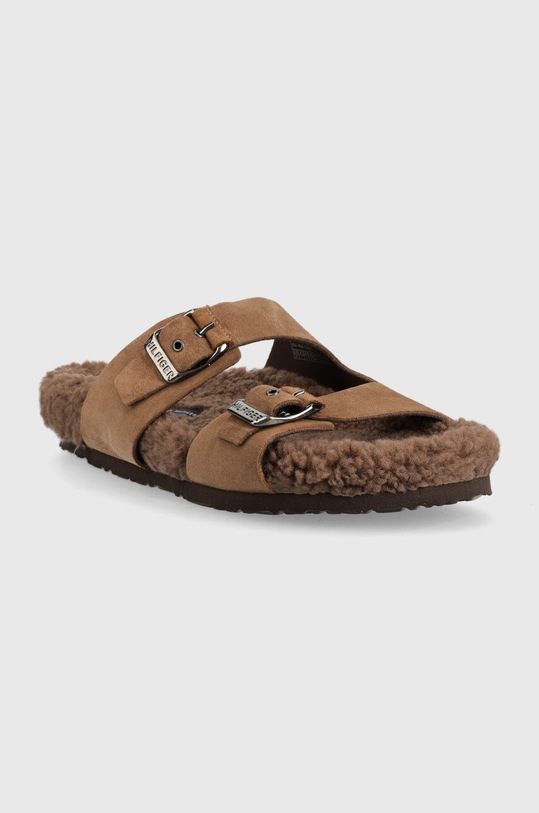 Semišové pantofle Tommy Hilfiger FM0FM04322.GW0 hnědá AW22
