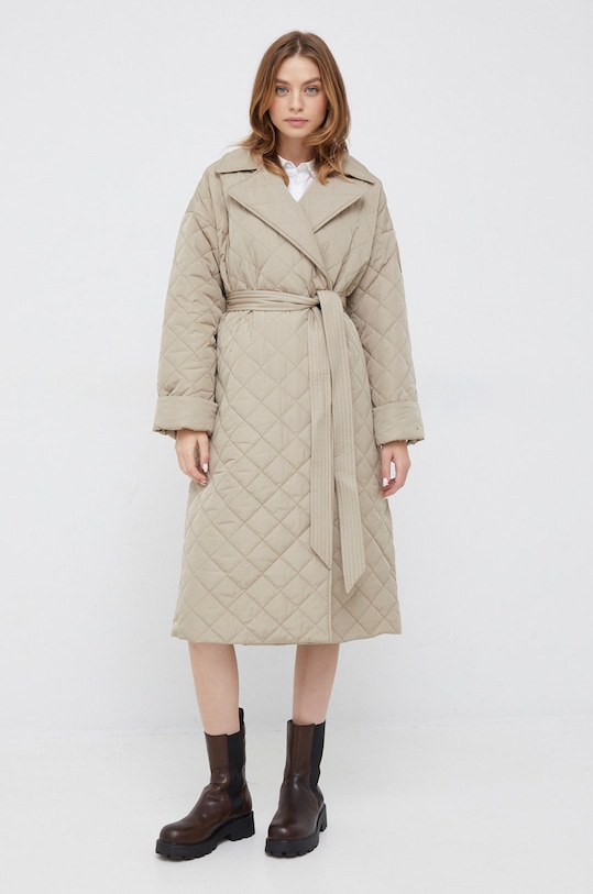 Bunda Tommy Hilfiger bez kapuce béžová WW0WW35090.9BYY