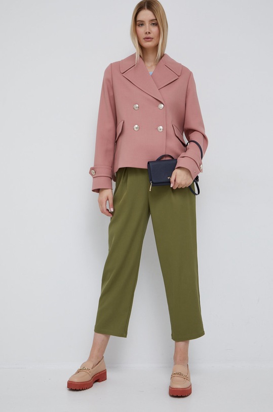 Tommy Hilfiger kurtka z domieszką wełny WW0WW35074.9BYY różowy AW22