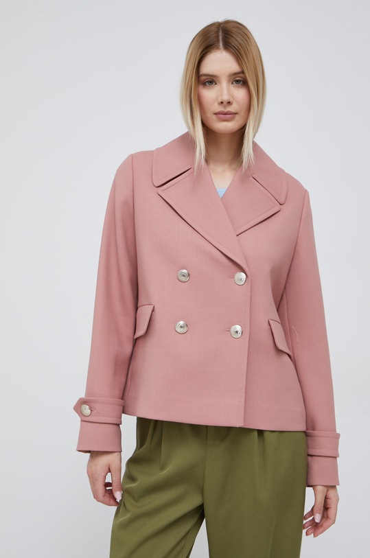 Odzież Tommy Hilfiger kurtka z domieszką wełny WW0WW35074.9BYY różowy