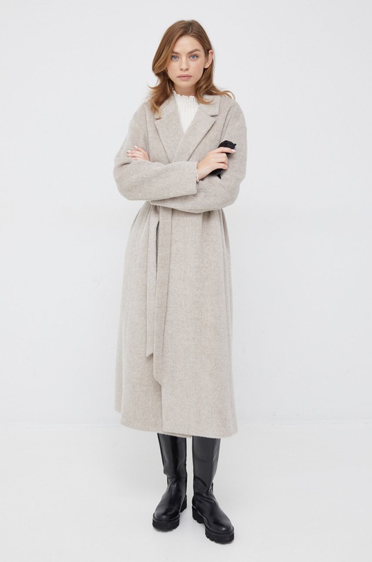 Vlněný kabát Calvin Klein nezateplené béžová K20K204951.9BYY