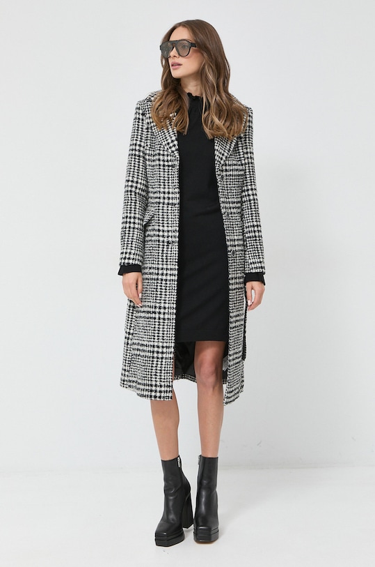 Morgan płaszcz z domieszką wełny GSET.OFFWHITE.NOIR biały AW23