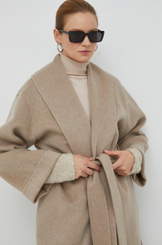 Volnen plašč By Malene Birger Trullem bež Q71360002Z