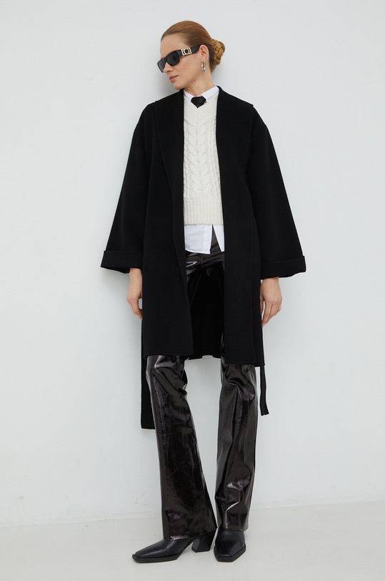 Vlněný kabát By Malene Birger Trullas Q71360003Z černá AW22