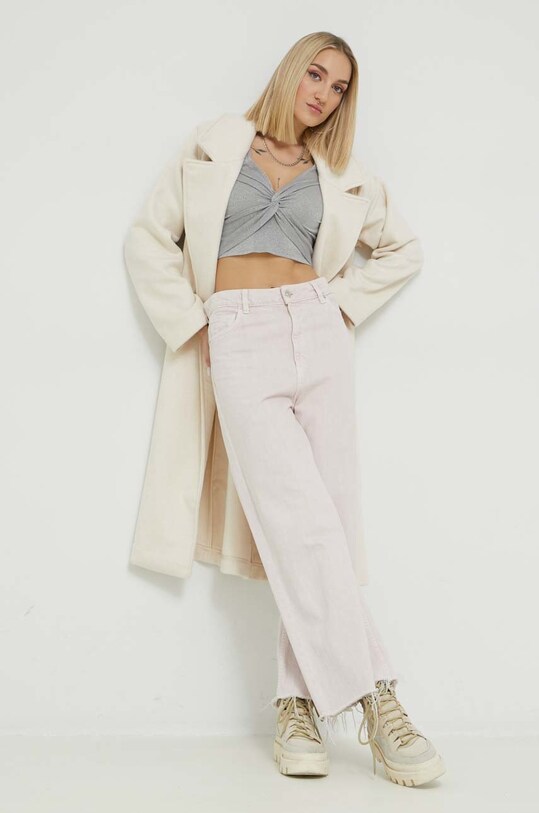 Kabát s příměsí vlny Abercrombie & Fitch KI144.2043.178 béžová AW22