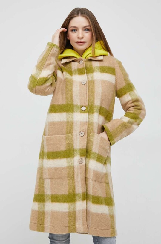 Kaput s primjesom vune United Colors of Benetton 2WO6DN023 bež AW22