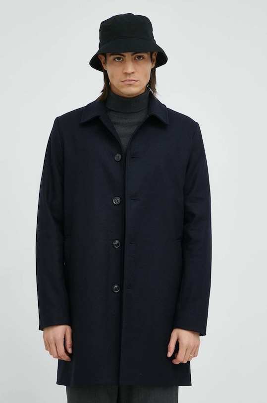 Samsoe Samsoe gyapjúkabát M22300032 sötétkék AW22