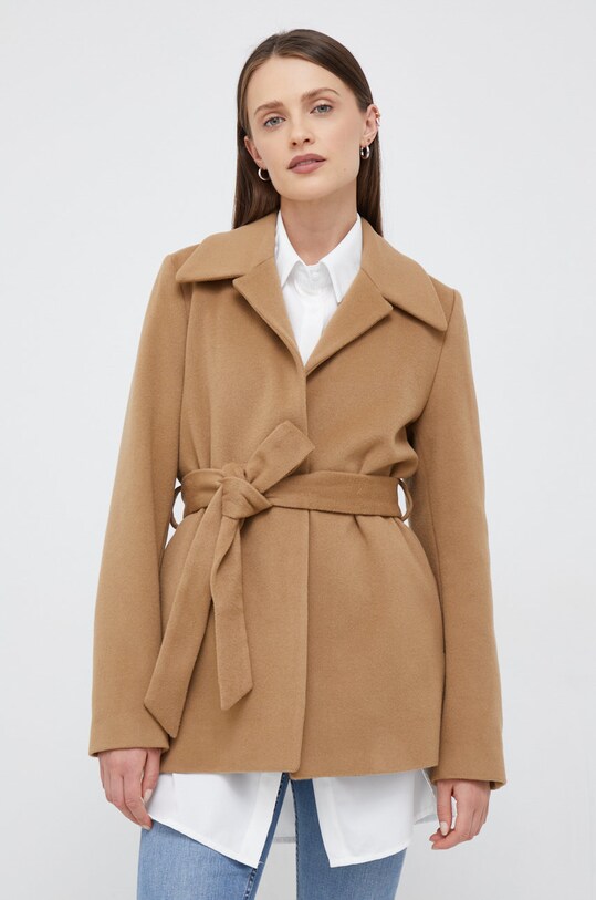 Μάλλινο παλτό Calvin Klein καφέ K20K204154.9BYY