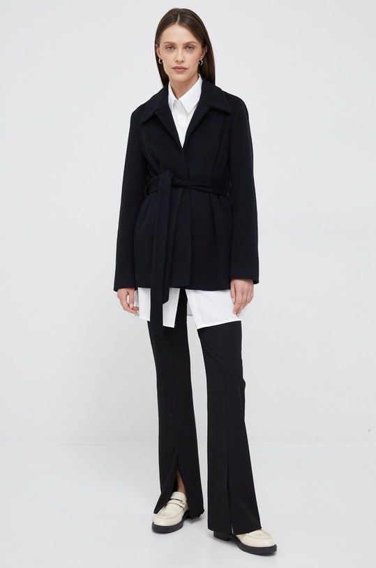Vlnený kabát Calvin Klein K20K204154.9BYY čierna AW22