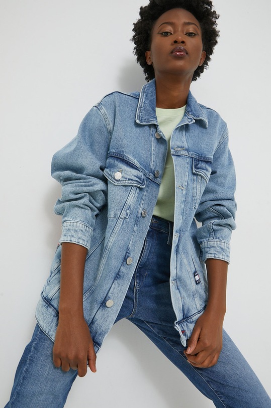 Odzież Tommy Jeans kurtka jeansowa DW0DW13773.9BYY niebieski