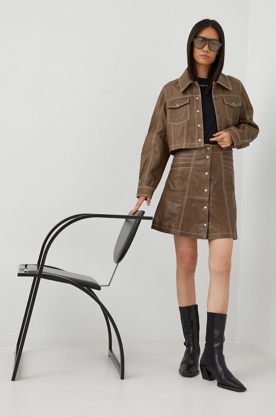 Gestuz geaca de piele 10906291 maro AW22