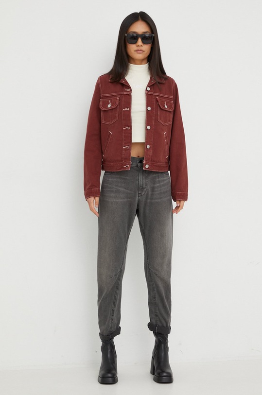 Levi's kurtka jeansowa A3482.0000 bordowy AW22
