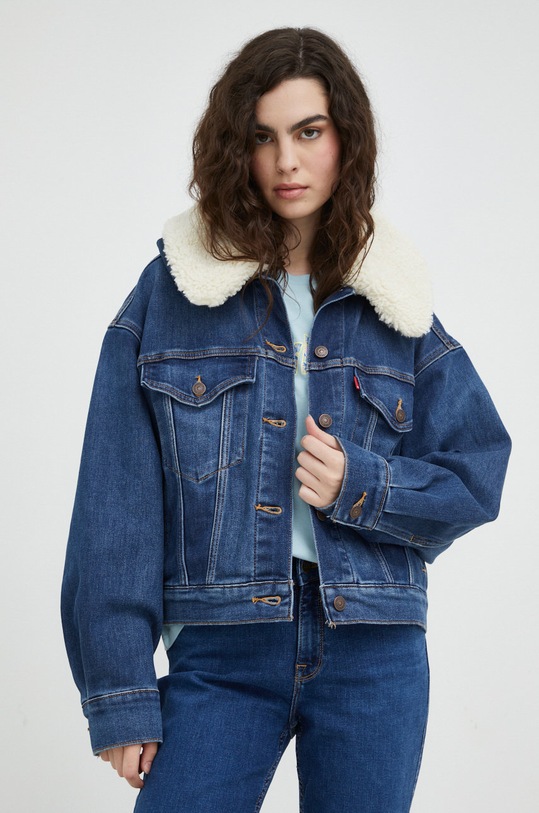 Levi's kurtka jeansowa z domieszką wełny bez kaptura granatowy A3486.0000