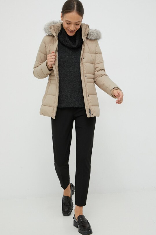 Tommy Hilfiger kurtka puchowa WW0WW37486.9BYY beżowy AW22