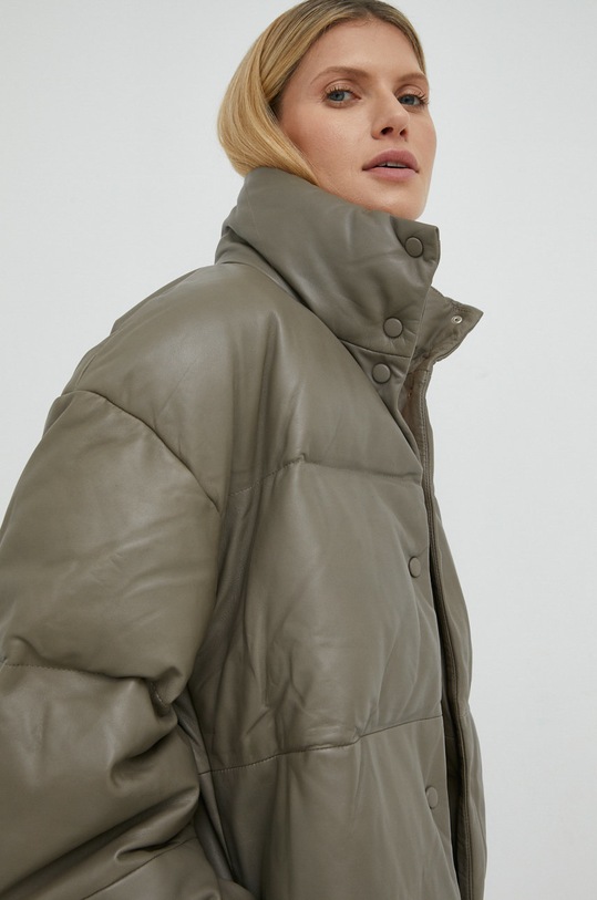 Kožna jakna Samsoe Samsoe siva F22300227