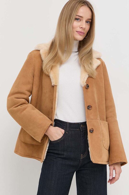 Luisa Spagnoli giacca in pelle scamosciata senza marrone 539432