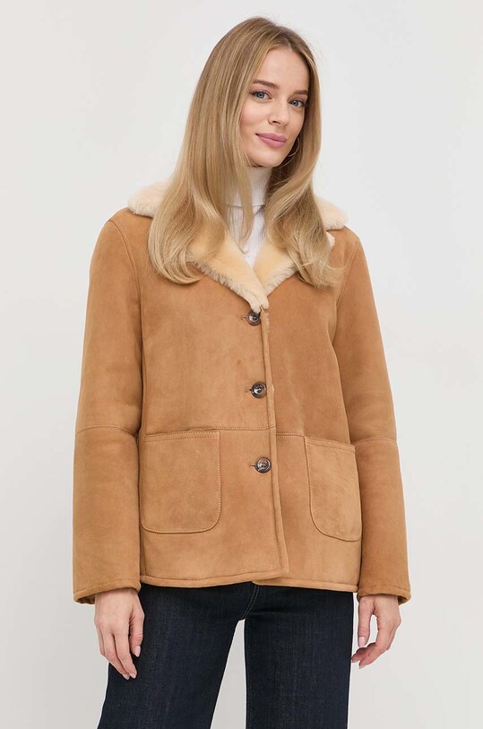 Abbigliamento Luisa Spagnoli giacca in pelle scamosciata 539432 marrone