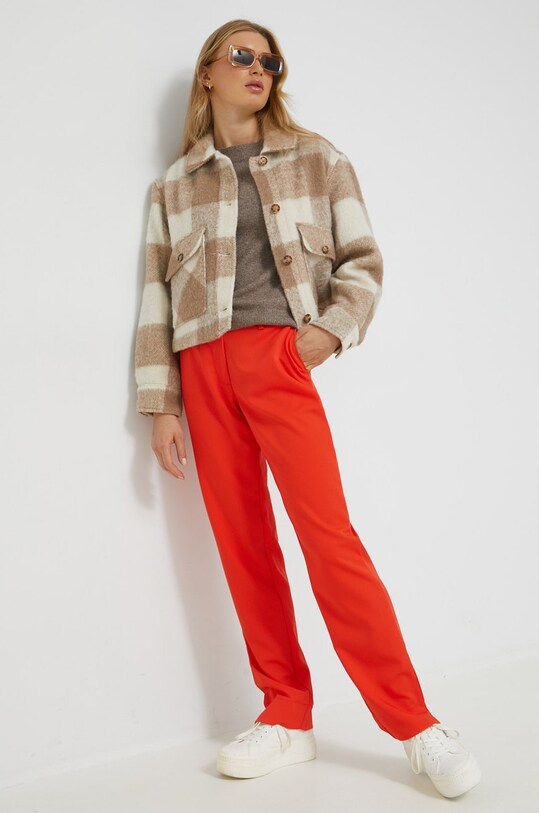 Abercrombie & Fitch kurtka z domieszką wełny KI144.2232.176 beżowy AW22
