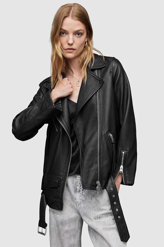 AllSaints ramoneska skórzana BILLIE BIKER nieocieplane czarny WL029X