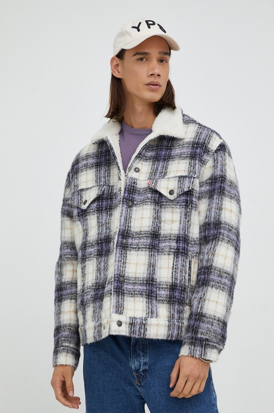 Bunda s příměsí vlny Levi's bez kapuce fialová 79129.0024