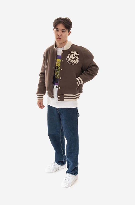 Bomber μπουφάν από μαλλί Billionaire Boys Club Astro Varsity Jacket B22301 καφέ AW22