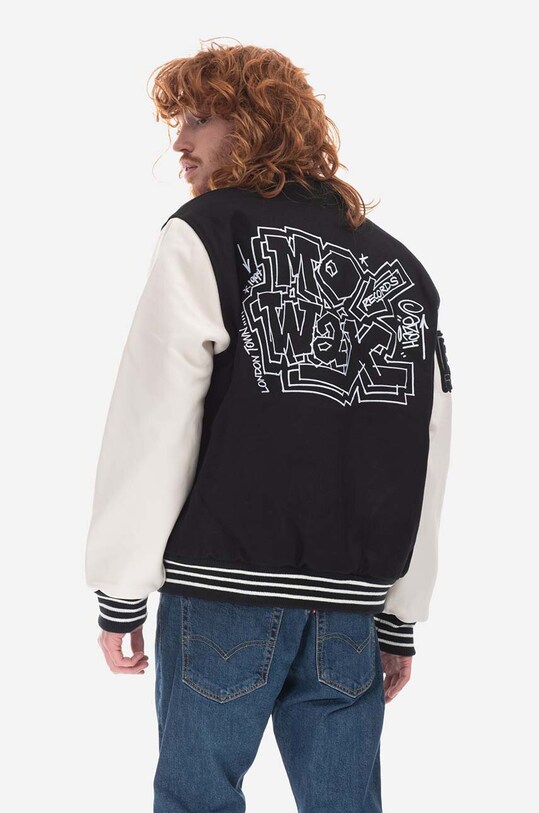 Odzież PLEASURES kurtka bomber Unkle Varsity P22U012 czarny