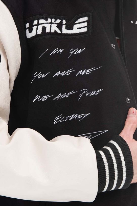 Μπουφάν bomber PLEASURES Unkle Varsity P22U012 μαύρο