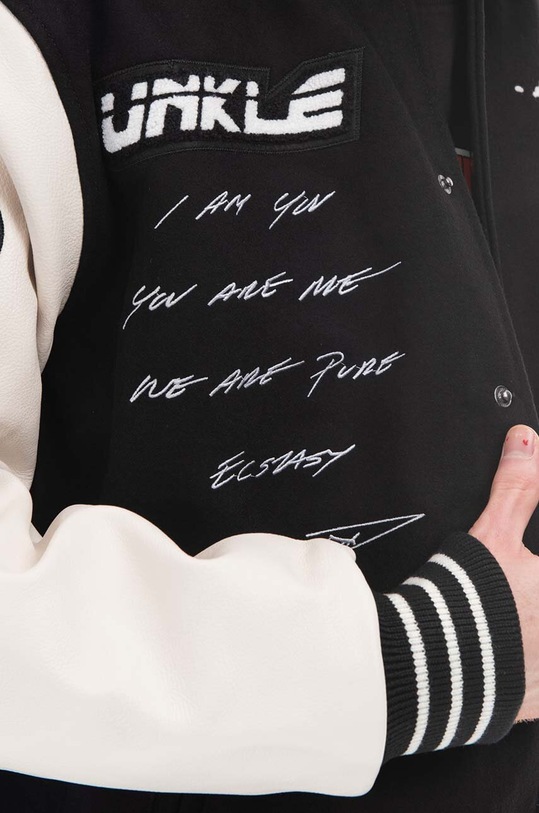 Bomber jakna PLEASURES Unkle Varsity P22U012 crna