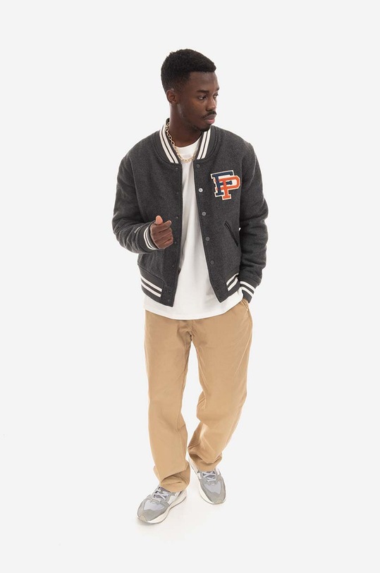 Odzież Filling Pieces kurtka bomber z domieszką wełny Varsity Jacket 81422201874 szary