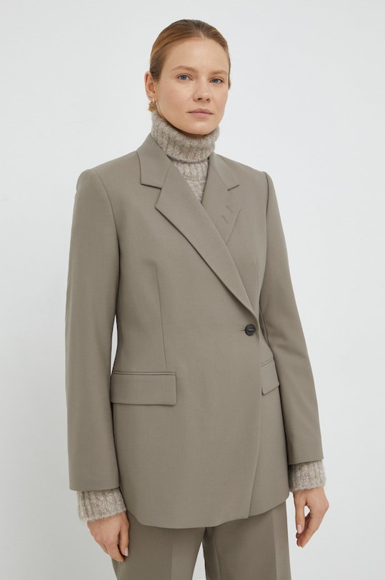 Tiger Of Sweden sacou din lana cu captuseala gri S71174002