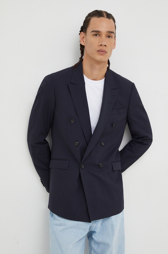 Tiger Of Sweden sacou din lana T70755004 bleumarin AW22