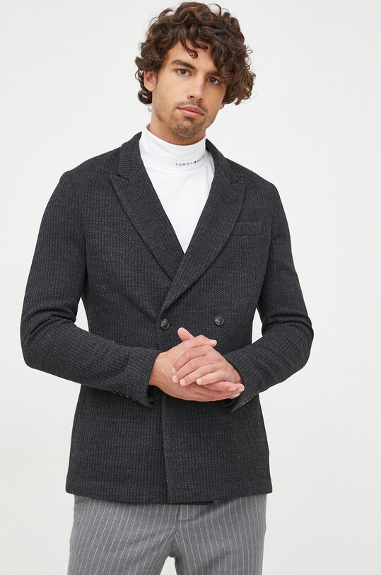Піджак з домішкою вовни Emporio Armani H31G46.C1436 сірий AW22