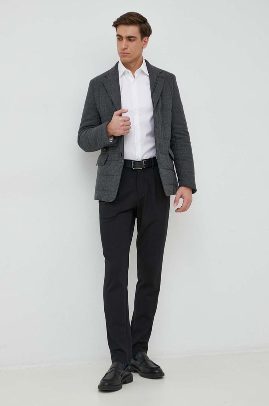 BOSS kurtka z domieszką wełny pozostałe szary 50479666
