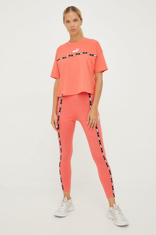 Puma legginsy Power Tape 849949 pomarańczowy AW22