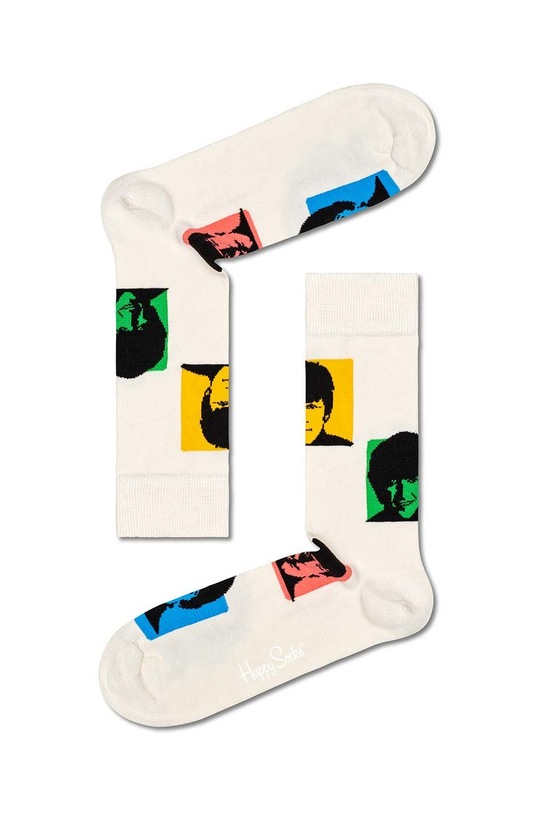 Čarape Happy Socks The Beatles Silhouettes visoke čarape bijela BEA01.1300