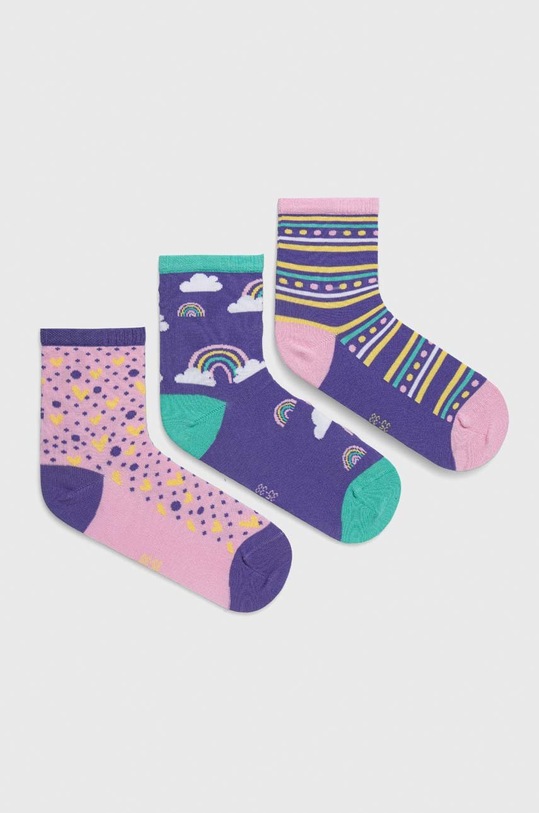 Skechers skarpetki dziecięce 3-pack skarpetki długie fioletowy SK41083
